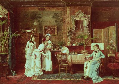 Visita a una nuova madre, 1879 da Mihály Munkácsy